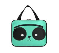 EtherSpher Cute Cartoon Panda Big Eyes Teal appeso trucco custodia da viaggio con gancio, designer unisex borse da toilette per signore crociere bolsa para maquillaje L, carino cartone animato panda