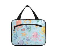 EtherSpher Cute Cartoon Sea Creatures appeso viaggio trucco organizzatore con gancio, designer moda trucco organizzatore borsa per viaggiare donne vacanza estuches para maquillaje L, Carino cartone