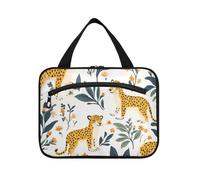 EtherSpher Cute Jungle Leopard Bianco appeso articoli da toeletta borsa da viaggio donna con gancio, designer carino pennello borsa per gli elementi essenziali per le donne crociere kit de para mujer