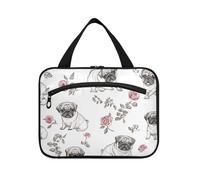 EtherSpher Cute Pug Dogs White Hanging mens borsa da viaggio con gancio, designer essenziale tote bag per gli elementi essenziali per le donne viaggio bolso de mano para hombre L, Carino Pug cani