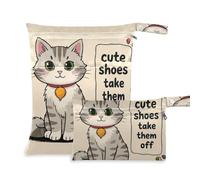 EtherSpher Cute Shoes Take Them Off Cartoon Cute Funny Grey Cat lavabile bagnato asciutto sacchetto 2 Pack borsa per pannolini oggetti essenziali con manici per piscina, viaggio