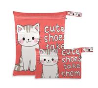EtherSpher Cute Shoes Take Them Off Cartoon Cute Funny White Cat borsa da bagno riutilizzabile 2 Pack borsa bagnata per costume da bagno con manici per il bagno, yoga