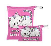 EtherSpher Cute Shoes Take Them Off Cartoon Cute Funny White Cat borse lavabili per panno 2 Pack elementi essenziali da viaggio per volare con manici per palestra, spiaggia