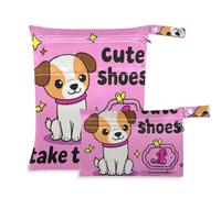 EtherSpher Cute Shoes Take Them Off Cartoon Cute Funny White Dog Borsa riutilizzabile per il nuoto 2 Pack sacchetto bagnato per costume da bagno con manici per il bagno, viaggio