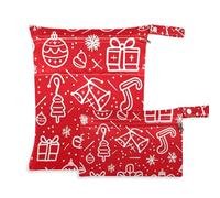 EtherSpher Decorazione natalizia Fiocco di neve Campana Rosso sacchetto impermeabile per pannolini 2 Pack sacchetto bagnato per costume da bagno con manici per yoga, spiaggia