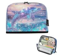 EtherSpher Delfino Viola Matita Caso di Grande Capacità Sacchetto di Immagazzinaggio Leggero Organizzatore di Immagazzinaggio per Adulti Grado Scuola Forniture cartucheras para ninos