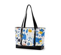 EtherSpher Delicato cartone animato animale mucca blu moderno laptop tote bag con cerniera tela tote bag per la scuola con tablet bolso de trabajo para mujer