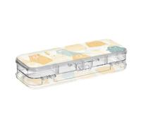 EtherSpher Delicato cartone animato Pacifico tricheco giallo progettato scatola di matita trasparente a due piani penne custodia per forniture di cancelleria con scatto e coperchio