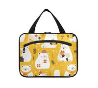 EtherSpher Delicato fumetto Sun Bear Gold Hanging kit per gli uomini con gancio, designer portatile appeso borsa trucco per viaggio essenziale per le donne crociere estuche para brochas maquillaje L