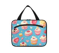 EtherSpher Dessert Cake Cartoon Blu Rosa appeso kit da viaggio con gancio, designer espandibile trapuntato trucco borsa per gli elementi essenziali per le donne hotel bolso viajero para mujer L, Dolce