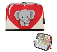 EtherSpher Divertente Cartoon Cuore Animale Elefante Matita Holder Grande Capacità Sacchetto Cosmetico Con Cerniera Organizzatore di Cancelleria per Studente Collegio Cosmetici estuches de maquillaje