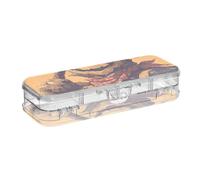 EtherSpher Divertente scatola trasparente per matite con motivo spaventapasseri in stile cartone animato arancione a due piani per la scuola con coperchio a scatto