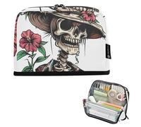 EtherSpher Divertente spaventapasseri teschio floreale colorato astuccio grande capacità penna borsa robusta borsa di cancelleria per ragazzi adolescenti materiale scolastico escolares para nina