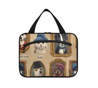 EtherSpher Dog Picture Cartoon Carino appeso borse trucco per le donne con gancio, designer unisex trucco cosmetico borsa per adulti lavoro bolsas para maquillaje L, cane immagine cartone animato