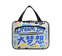 EtherSpher Dream Big Slogan Grey Hanging Travel Makeup Bag per le donne con gancio, designer chic make up bag per accessori per le donne vacanza bolsos para hombre L, Dream Big Slogan grigio, Large