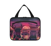 EtherSpher Due cani che guidano un'auto appeso articoli da toeletta borsa da viaggio con gancio, designer impermeabile grande capacità borsa trucco per viaggiare donne hotel bolso de maquillaje para