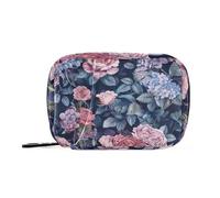 EtherSpher Elegante borsa per medicinali in stile fiore blu per viaggiare con scomparti staccabili, comodo organizer per pillole per borsa