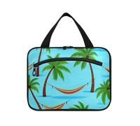 EtherSpher Estate Blu Coconut Tree Amaca appeso grandi borse da toilette per le donne con gancio, designer pieghevole borsa da toilette appeso per le donne must haves palestra bolsa para guardar