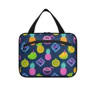 EtherSpher Estate Neon Coconut frutta Ananas appeso borse per le donne che viaggiano con gancio, designer unisex make up bag per mamma crociere cartera para maquillaje L, Neon estivo Ananas di frutta