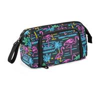 EtherSpher Estate Neon Flamingo Coconut Tree matita sacchetti Grande Capacità Ragazza Pencil Case con Cerniera per Studente College Scuola Must Haves bolsa para lapices