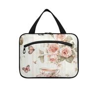 EtherSpher Estate Vintage Peach Cups Roses appeso kit per gli uomini con gancio, designer chic rasatura kit borsa per gli uomini per le signore che viaggiano porta cosmeticos mujer para cartera L