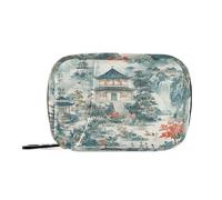 EtherSpher Estetica Cinese Architettura Verde Borsa da viaggio con Scomparti Staccabili Riutilizzabile Organizer Custodia da viaggio per borsa