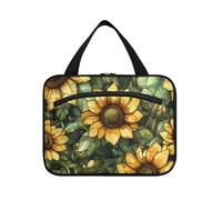 EtherSpher Estetica girasole Wasteland Style appeso trucco borsa per il viaggio con gancio, designer chic trucco borsa per le donne che viaggiano maletín para maquillaje L, Estetico Girasole Wasteland
