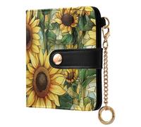 EtherSpher Estetico girasole Wasteland Style Comodo portafoglio pieghevole compatto da donna in pelle PU per tutti i giorni per donne ragazzi ragazze