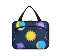 EtherSpher Falso Glitter Cartoon Universo Sole Luna appeso borsa da toilette per le donne con gancio, designer borsa da toilette multifunzionale per adulti crociere bolso de para mujer L, Falso