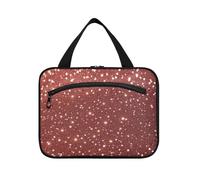 EtherSpher Falso Glitter Rosso Spumante appeso trucco da viaggio con gancio, designer borsa compatta per il trucco per viaggio essenziale viaggio bolso de para mujer L, Glitter finto rosso Spumante