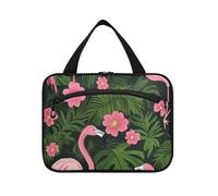 EtherSpher Fenicotteri tropicali foglie di palma fiori rosa vibrante borsa da appendere per gli uomini che viaggiano con gancio, designer pieghevole borsa per il trucco per le donne viaggio vacanza