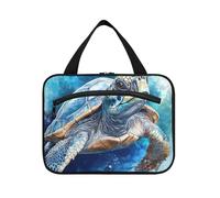 EtherSpher Fierce Turtle Rettile Blu appeso trucco da viaggio con gancio, designer impermeabile borsa per il trucco organizzatore per accessori da viaggio campeggio estuche para brochas maquillaje L