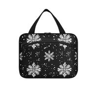EtherSpher Fiocco di neve Semplice Line Art Cartoon Style appeso viaggio cosmetici borse per le donne con gancio, designer chic trucco organizzatore borsa per adulti hotel estuche de maquillaje para