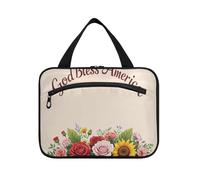 EtherSpher Fiori 4 luglio Giorno dell'Indipendenza Borse cosmetiche da viaggio colorate con gancio, borsa portatile per la cura della pelle di design per il viaggio essenziale toilette maletín para