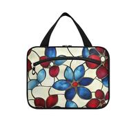 EtherSpher Fiori americani rossi e blu appesi borse cosmetiche per le donne con gancio, accessori di design trucco borsa organizzatore per le donne deve toilette organizador de maquillaje para L