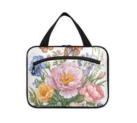 EtherSpher Fiori retrò con pittura a olio bianca Feel appeso borse da toilette da viaggio con gancio, designer borse per trucco multifunzionali per crociere viaggi crociere maleta para maquillaje L
