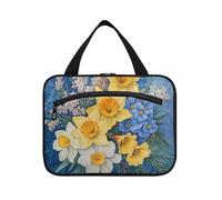 EtherSpher Fiori retrò con pittura a olio blu sentire appeso borsa da toilette da uomo con gancio, accessori di design appeso borsa trucco per accessori per le donne campeggio bolso para maquillaje de