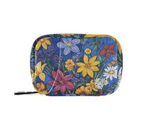 EtherSpher Fiori retrò con pittura a olio blu sentire borse medicine per le donne con scomparti staccabili riutilizzabili portapillole organizer per borsa