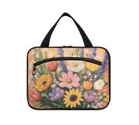 EtherSpher Fiori retrò con pittura a olio gialla Feel appeso borsa da toilette da viaggio per le donne con gancio, designer chic borsa medicina per adulti crociere bolsas de maquillaje para mujer L