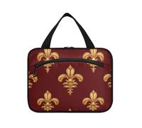 EtherSpher Fleur-de-lis Oro Rosso San Valentino appeso viaggio appeso borsa da toilette con gancio, designer borse cosmetiche pieghevoli per viaggio essenziale viaggio envase para profumo de L