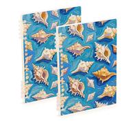 EtherSpher Formato A5 Art Pittura a Olio Blu Shell Sea a righe notebook carta 21,1 x 14,5 cm, resistente all'usura soggetto a spirale notebook college 60 fogli per diario e lista di cose da fare 2
