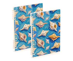 EtherSpher Formato A5 Art Pittura a Olio Blu Shell Sea a righe notebook carta 21,1 x 14,5 cm, resistente all'usura soggetto a spirale notebook college 60 fogli per diario e lista di cose da fare 2