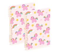 EtherSpher Formato A5 Cute Cartoon Pink Rainbow Horse notebook spirale 21,1 x 14,5 cm, resistente all'usura soggetto a spirale notebook college 60 fogli per diario e lista delle cose da fare 2 pack