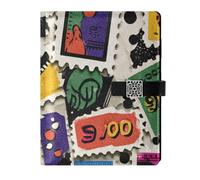 EtherSpher Frammenti di carta del francobollo retrò Colorato cuoio foderato composizione notebook notebook in pelle delicata per diario 6.7x9.2