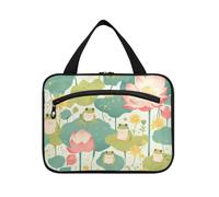 EtherSpher Fresh Spring Cute Frogs fiore appeso borse da viaggio con gancio, designer organizzatore cosmetico essenziale per i viaggiatori hotel maleta para maquillaje L, fresco primavera carino rane