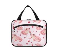 EtherSpher Frog Rose Gold Valentine appeso borsa da toilette da viaggio con gancio, borsa cosmetica portatile di design per papà zaino in spalla bolsas para maquillaje de mujer L, rana oro rosa San