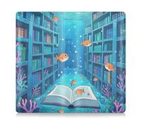 EtherSpher Funny Ocean Library Book Fish Blue Pu Leather Auto Registration Assicurazione & ID Card Holder Portafoglio per carte, documenti essenziali, patente di guida veicolo documenti