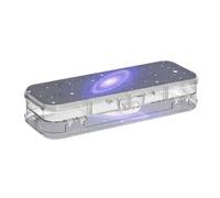 EtherSpher Galaxy Sparkling blu scuro progettato matite scatola di plastica trasparente doppio deck scatole penne caso per bambini con coperchio a scatto