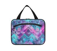 EtherSpher Geometrico Nebbie appeso borsa da toilette per le donne con gancio, designer chic kit da toilette per adulti crociere cartera para maquillaje L, nebbie geometriche, Large