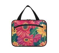 EtherSpher Gerbera Art Rosso Giallo appeso cosmetici borse da viaggio per le donne con gancio, accessori di design borsa per la cura della pelle per adulti che viaggiano bolso de para mujer L, gerbera